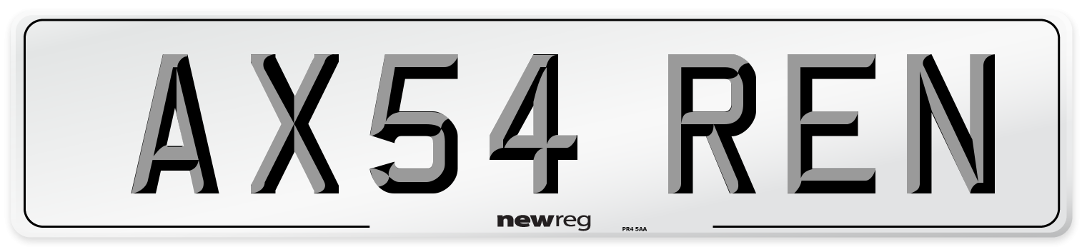 AX54 REN Number Plate from New Reg